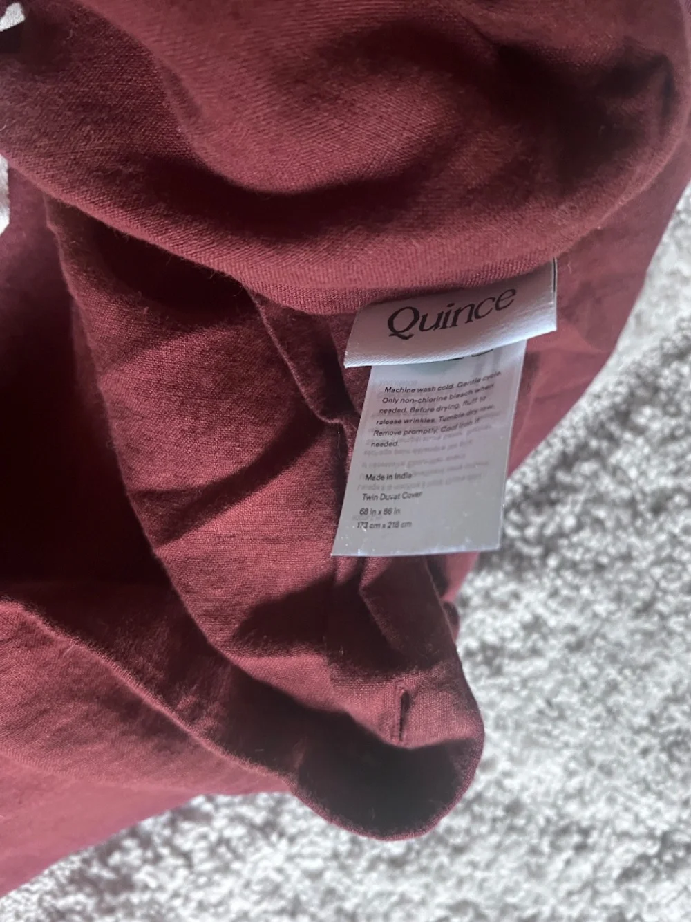 European Linen Double Flange Frayed Edge Duvet Cover Burgundy